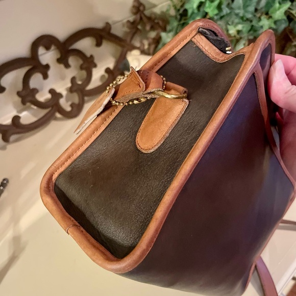 Coach Vintage Swagger Spectator Bag Purse Black Tabac Tan Piping Leather Classic - Picture 7 of 14